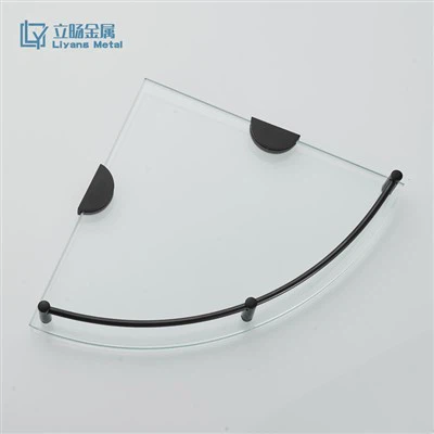 Črna kotna polica za kopalnico